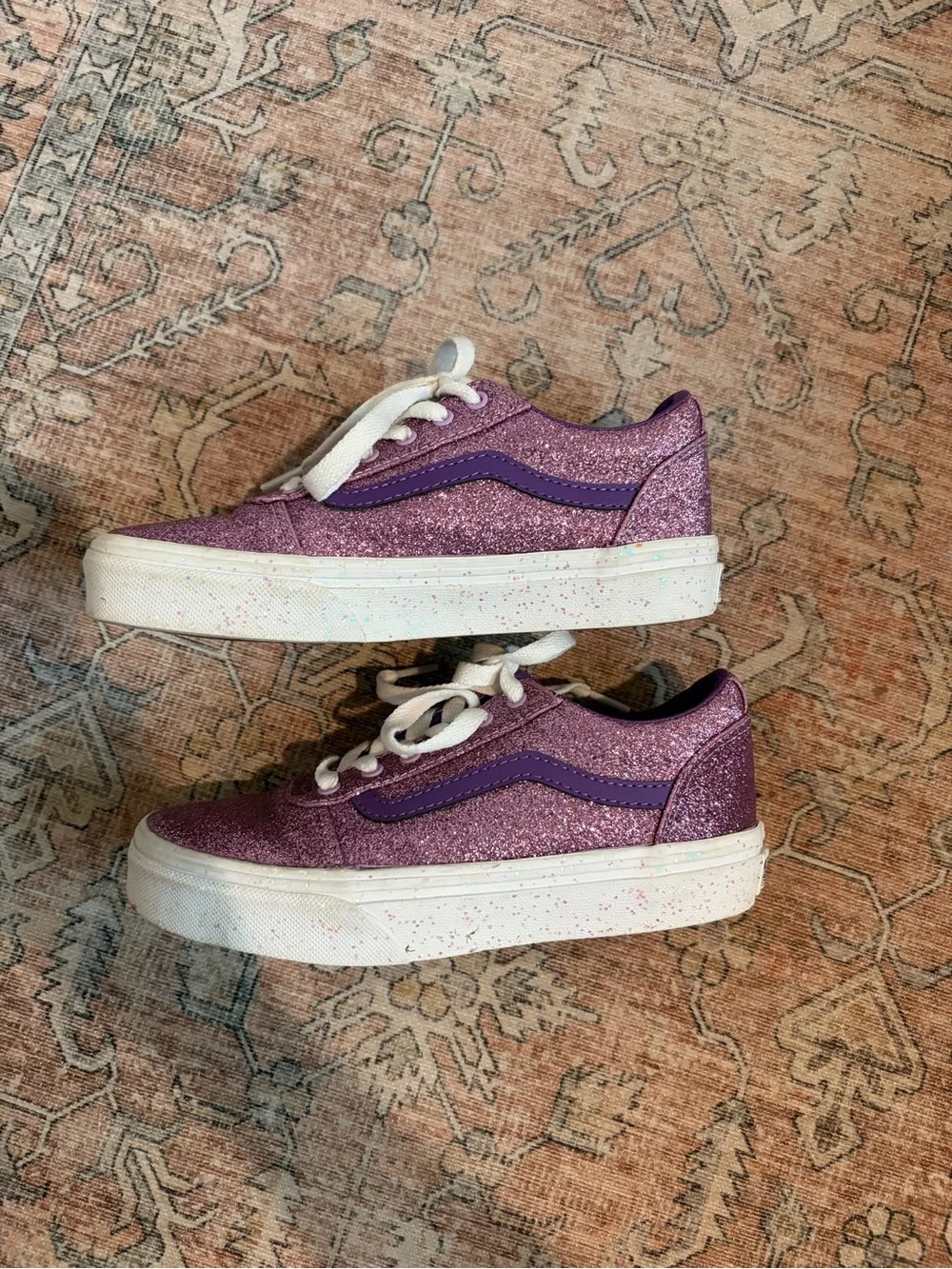Vans Girls Purple Glitter Lace-Up Sneakers
